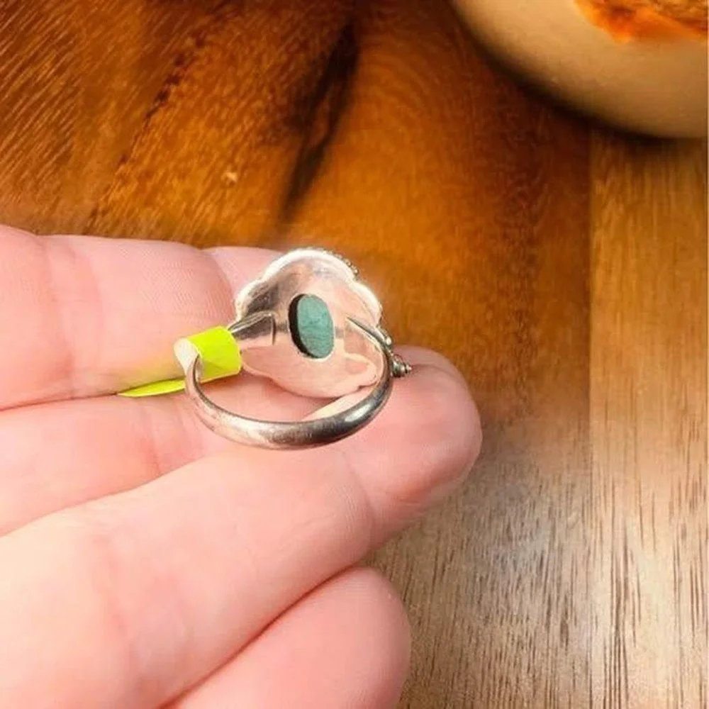 Malachite Ring - Size 8 - 925 Sterling Silver